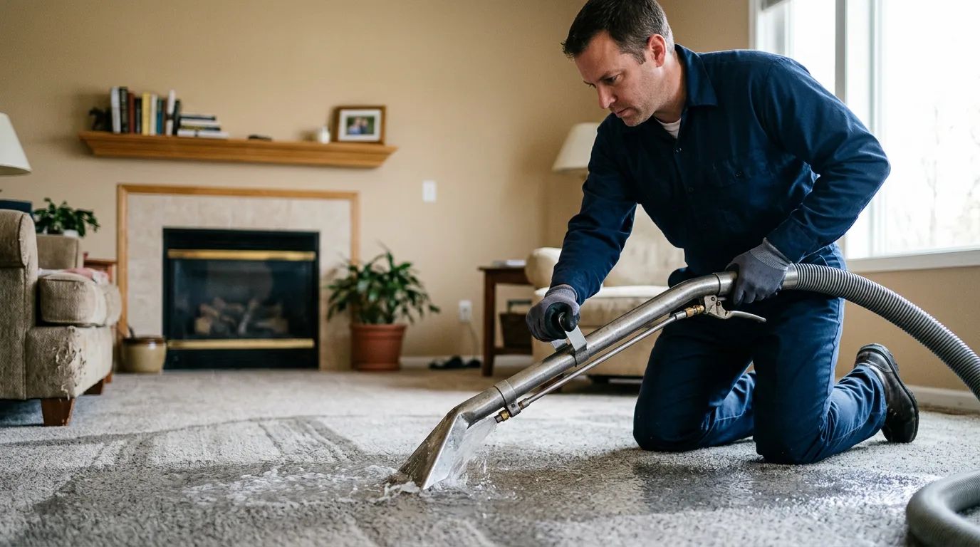 Water damage restoration technician working near Tama, IA